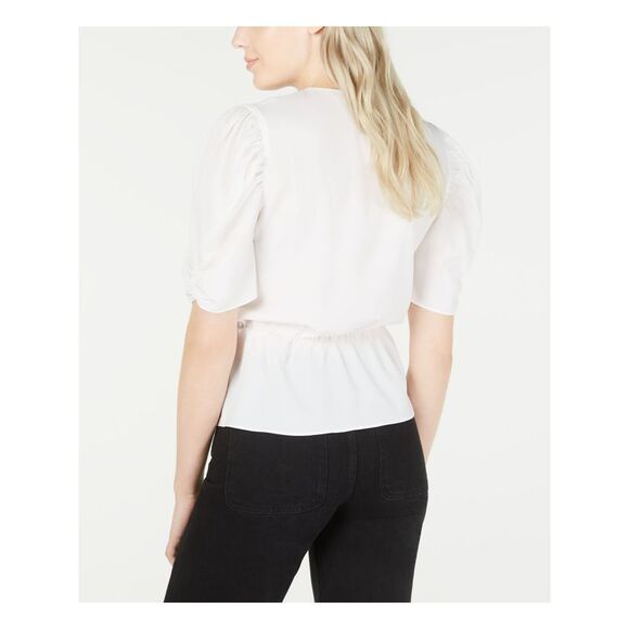 NWT LEYDEN Womens Ivory Pouf V Neck Blouse Size: XL - Picture 2 of 3